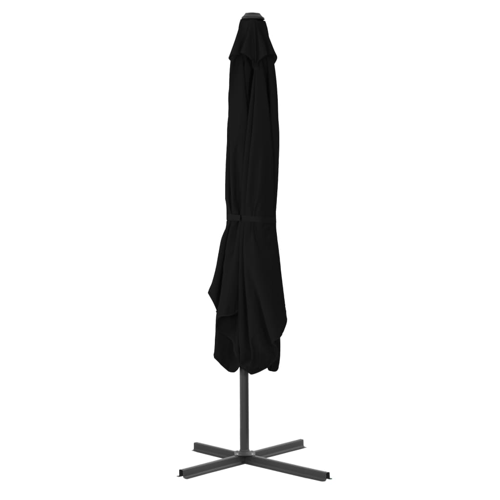 vidaXL Umbrelă de exterior cu stâlp din oțel, negru, 250x250x230 cm