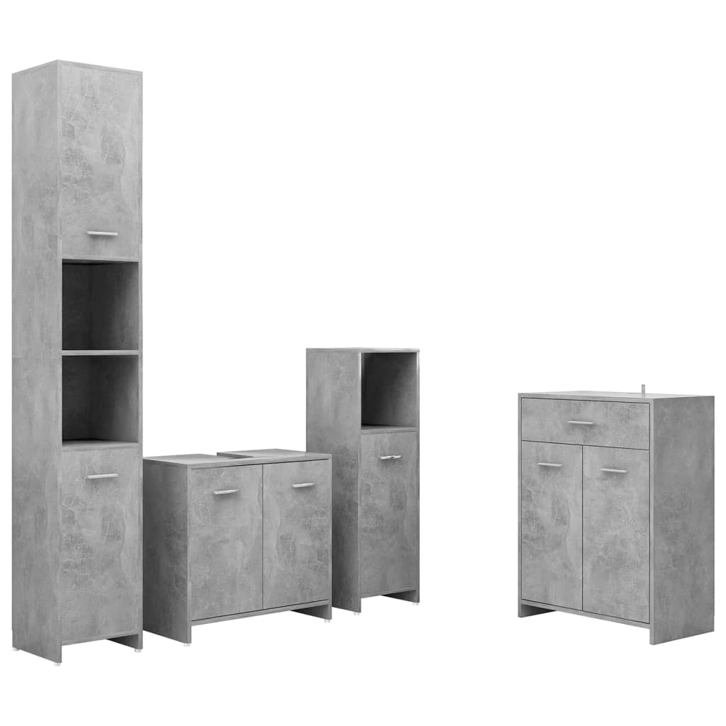 vidaXL Set mobilier baie, 4 piese, gri beton