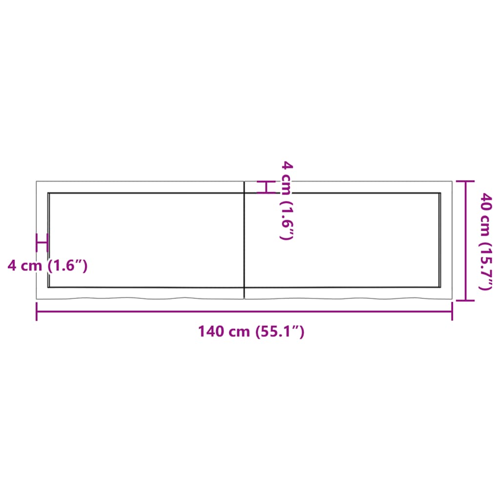 vidaXL Blat de baie, maro închis, 140x40x(2-4) cm, lemn masiv tratat