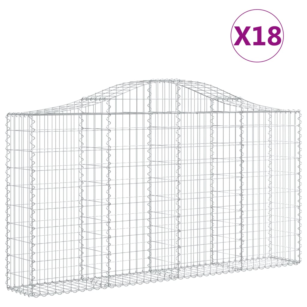 vidaXL Coșuri gabion arcuite 18 buc, 200x30x100/120 cm fier galvanizat