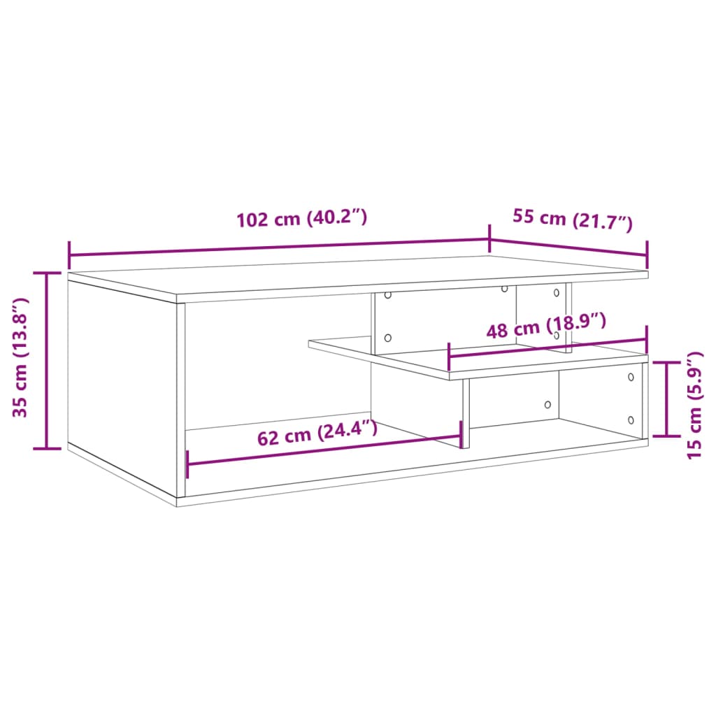 vidaXL Măsuță de cafea, stejar maro, 102x55x35 cm, lemn prelucrat