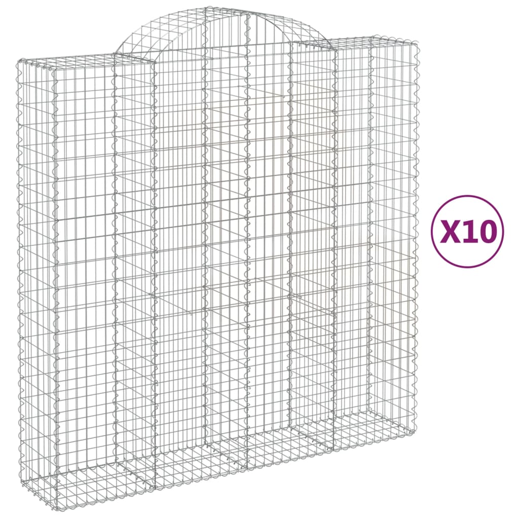 vidaXL Coșuri gabion arcuite, 10 buc 200x50x200/220cm, fier galvanizat