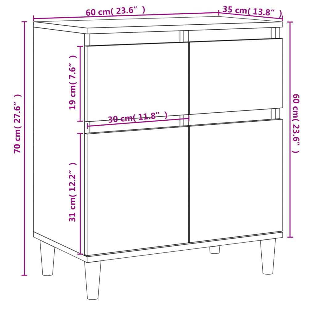 vidaXL Servantă, gri beton, 60x35x70 cm, lemn prelucrat