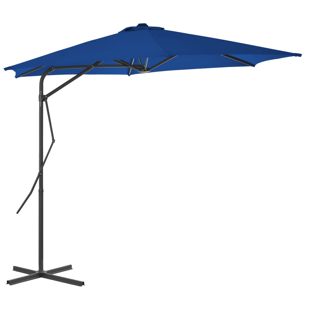 vidaXL Umbrelă de exterior cu stâlp din oțel, albastru, 300 x 230 cm