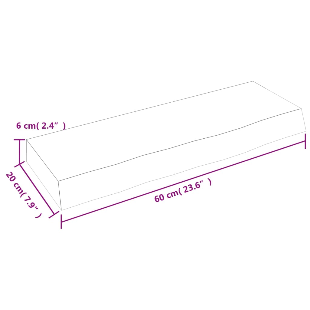 vidaXL Raft de perete maro închis 60x20x6 cm lemn masiv stejar tratat