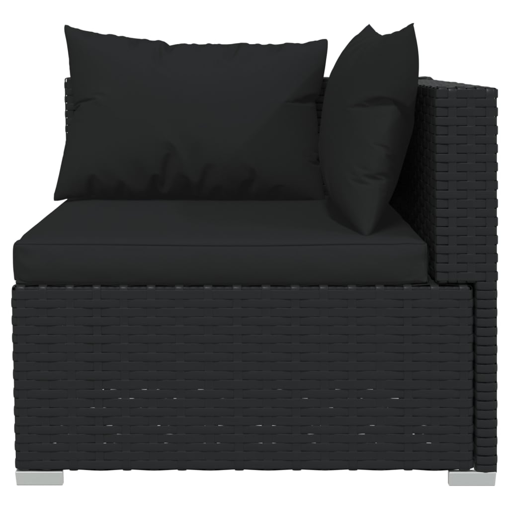 vidaXL Set mobilier de grădină cu perne, 10 piese, negru, poliratan