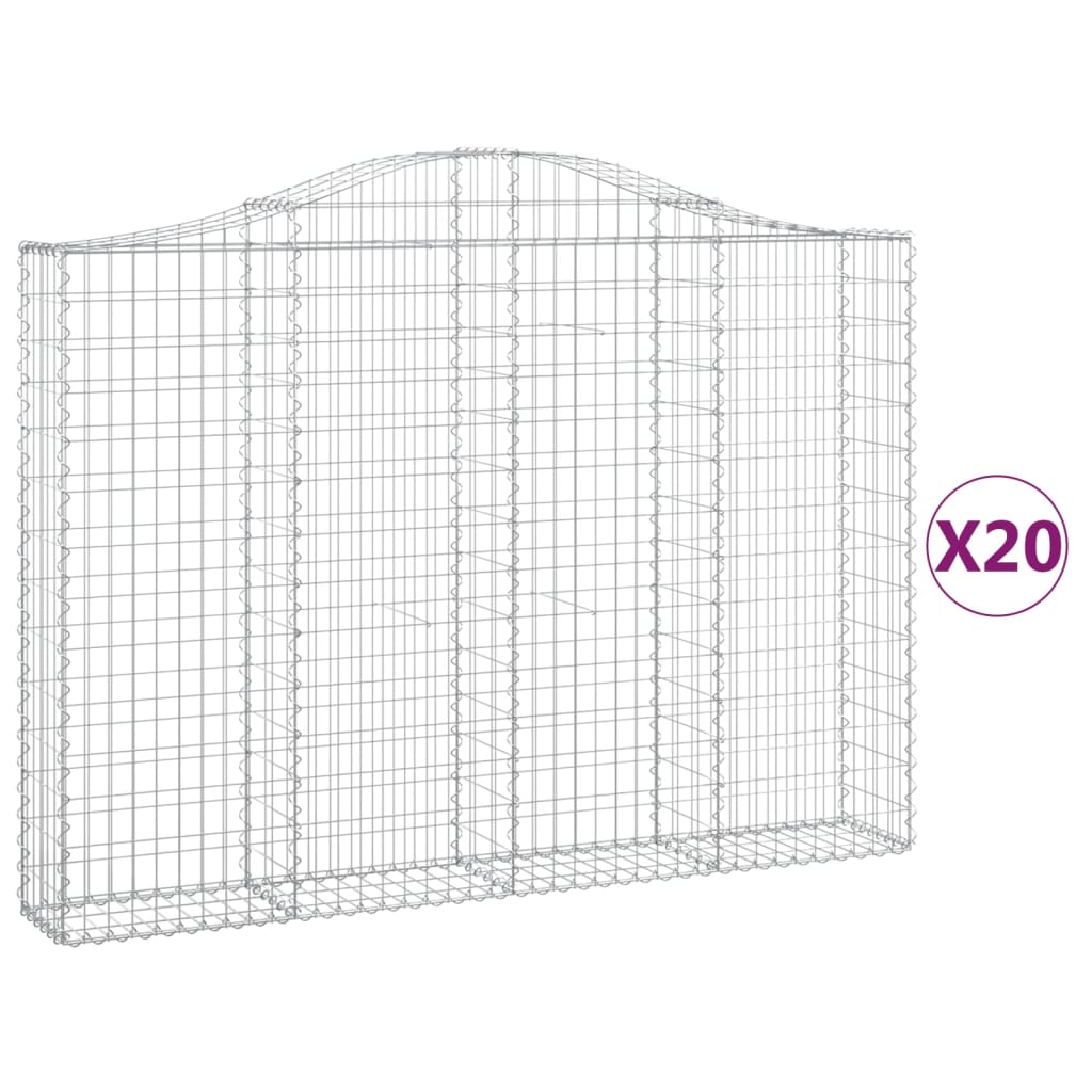 vidaXL Coșuri gabion arcuite 20 buc, 200x30x140/160cm, fier galvanizat