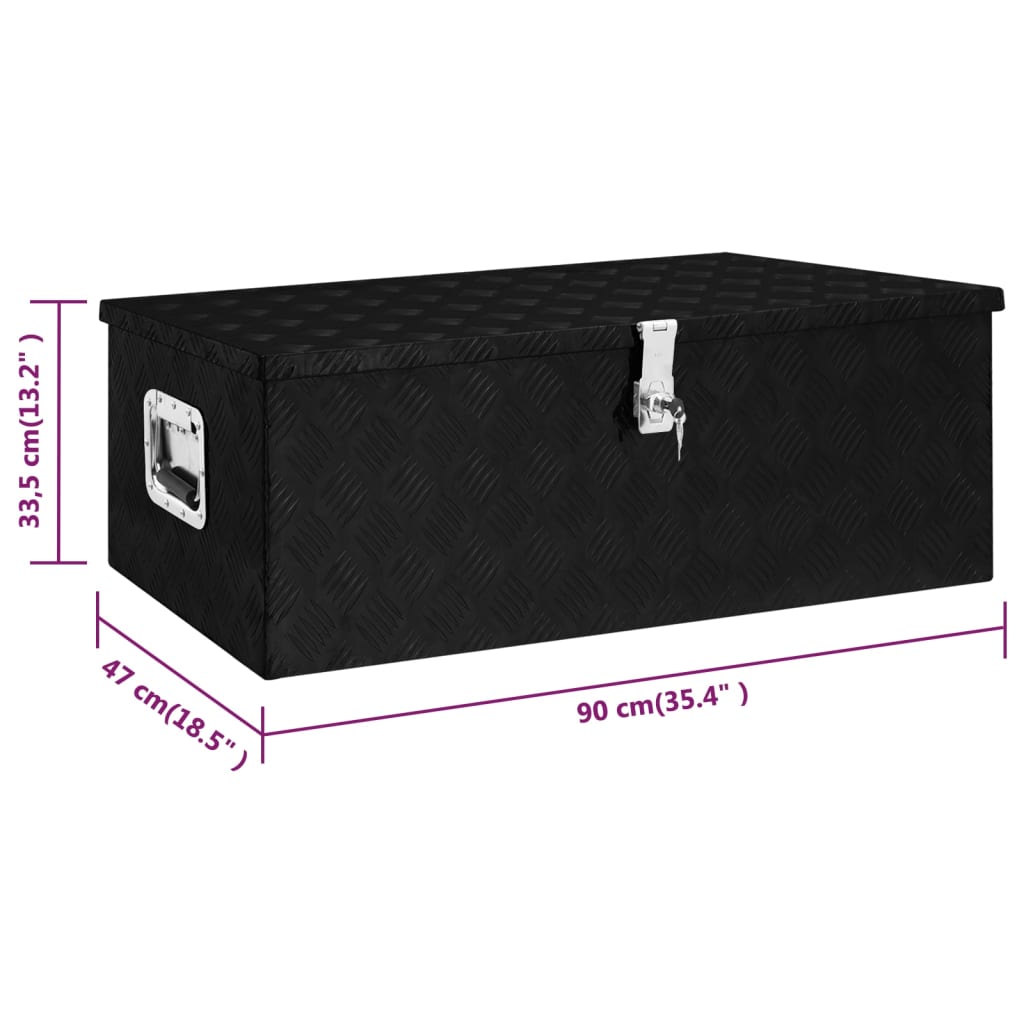 vidaXL Cutie de depozitare, negru, 90x47x33,5 cm, aluminiu