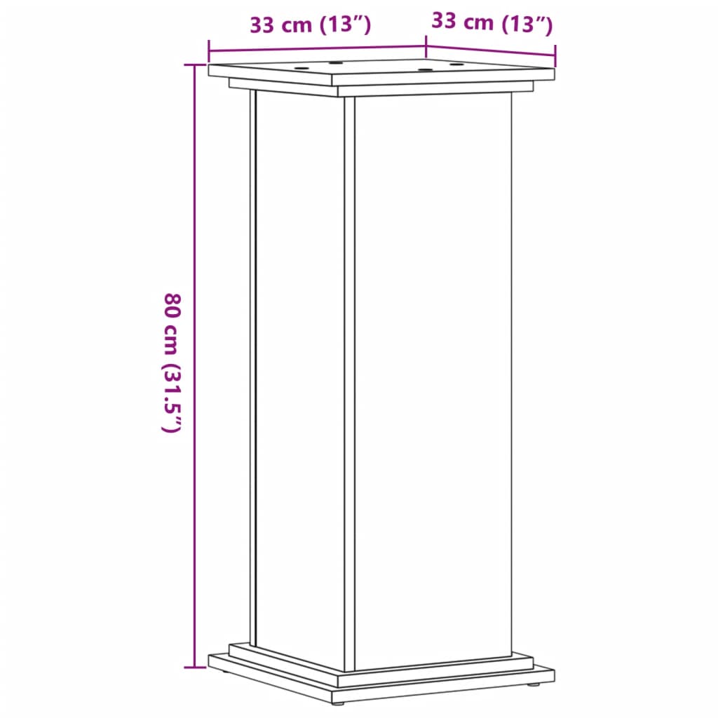 vidaXL Suport de plante, sonoma gri, 33x33x80 cm, lemn prelucrat