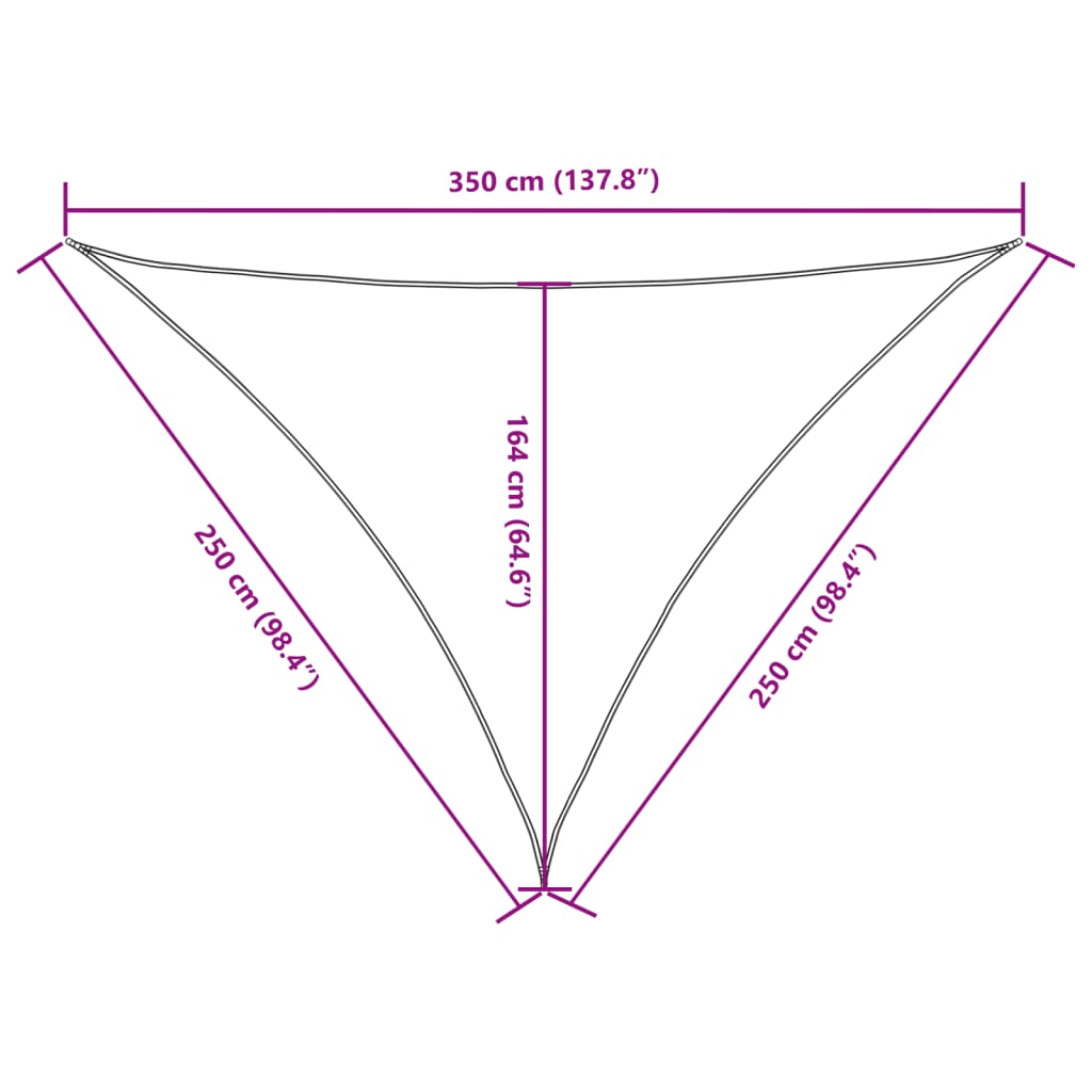 vidaXL Parasolar, crem, 2,5x2,5x3,5 m, țesătură oxford, triunghiular