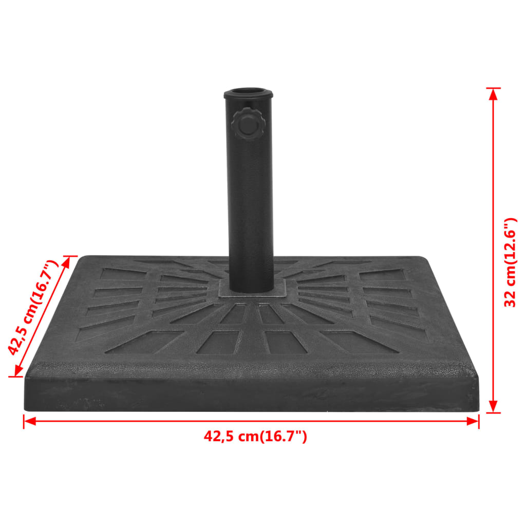 vidaXL Suport umbrelă de soare, rășină, pătrat, negru, 12 kg