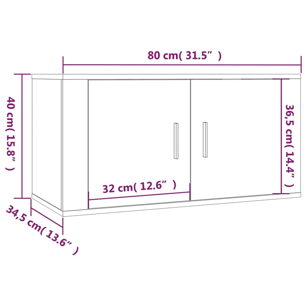 vidaXL Dulapuri TV montate pe perete, 2 buc., gri beton, 80x34,5x40 cm