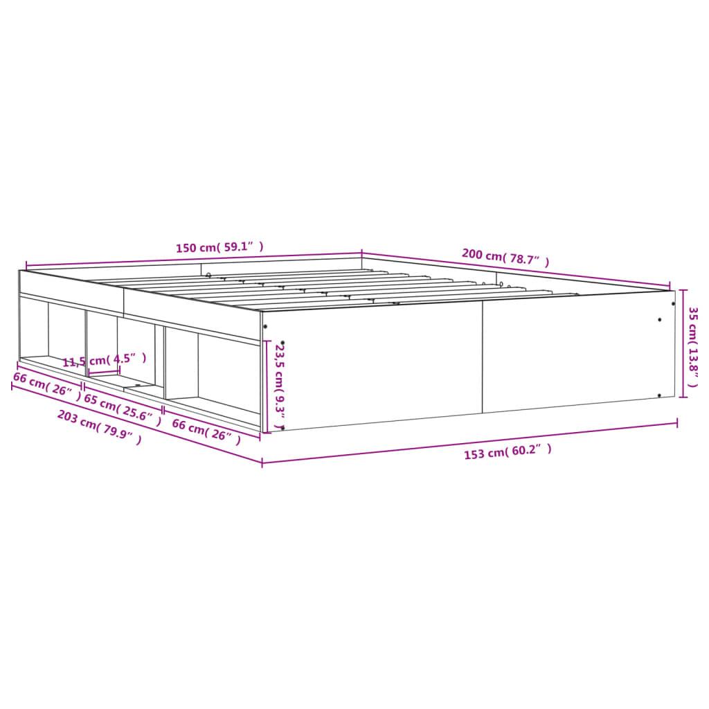 vidaXL Cadru de pat King Size, alb, 150x200 cm