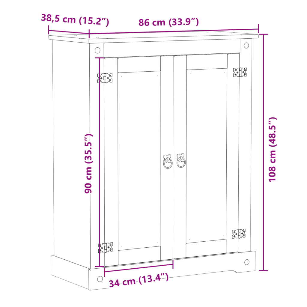 vidaXL Dulap pantofi "Corona", 86x38,5x108 cm, lemn masiv de pin