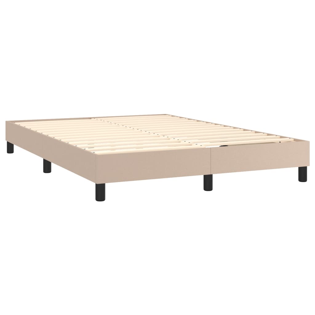 vidaXL Pat box spring cu saltea, cappuccino, 140x200cm piele ecologică