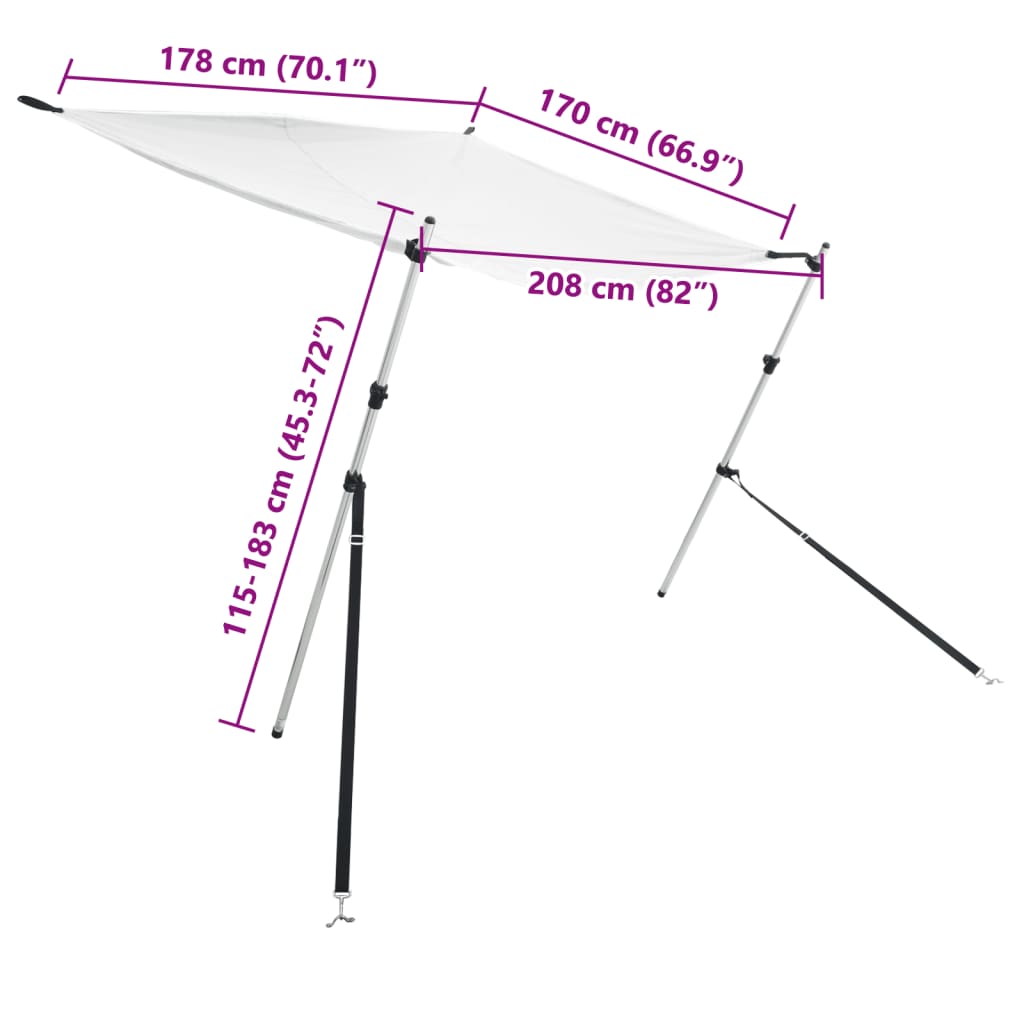 vidaXL Extensie parasolar T-Top, alb, 170x208x(115-183) cm