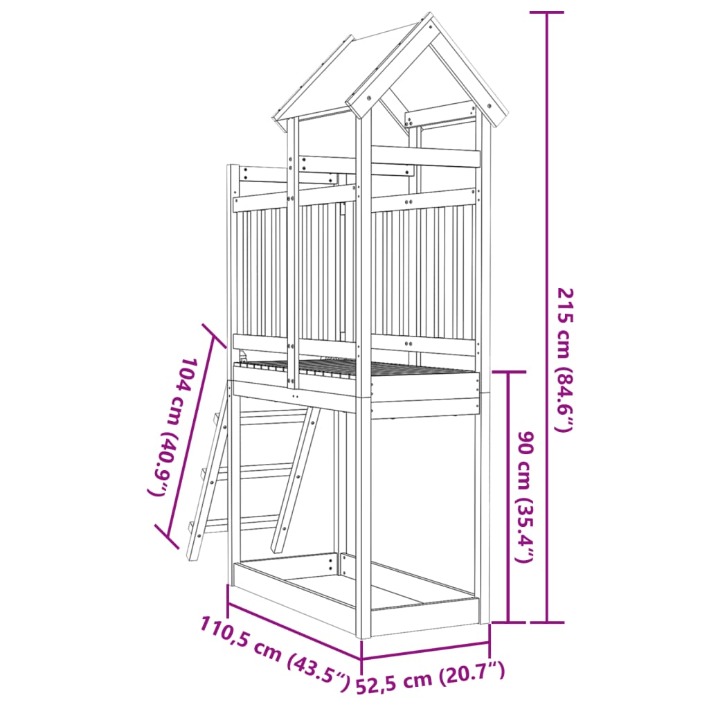 vidaXL Turn de joacă cu scară, 110,5x52,5x215cm, lemn de pin impregnat