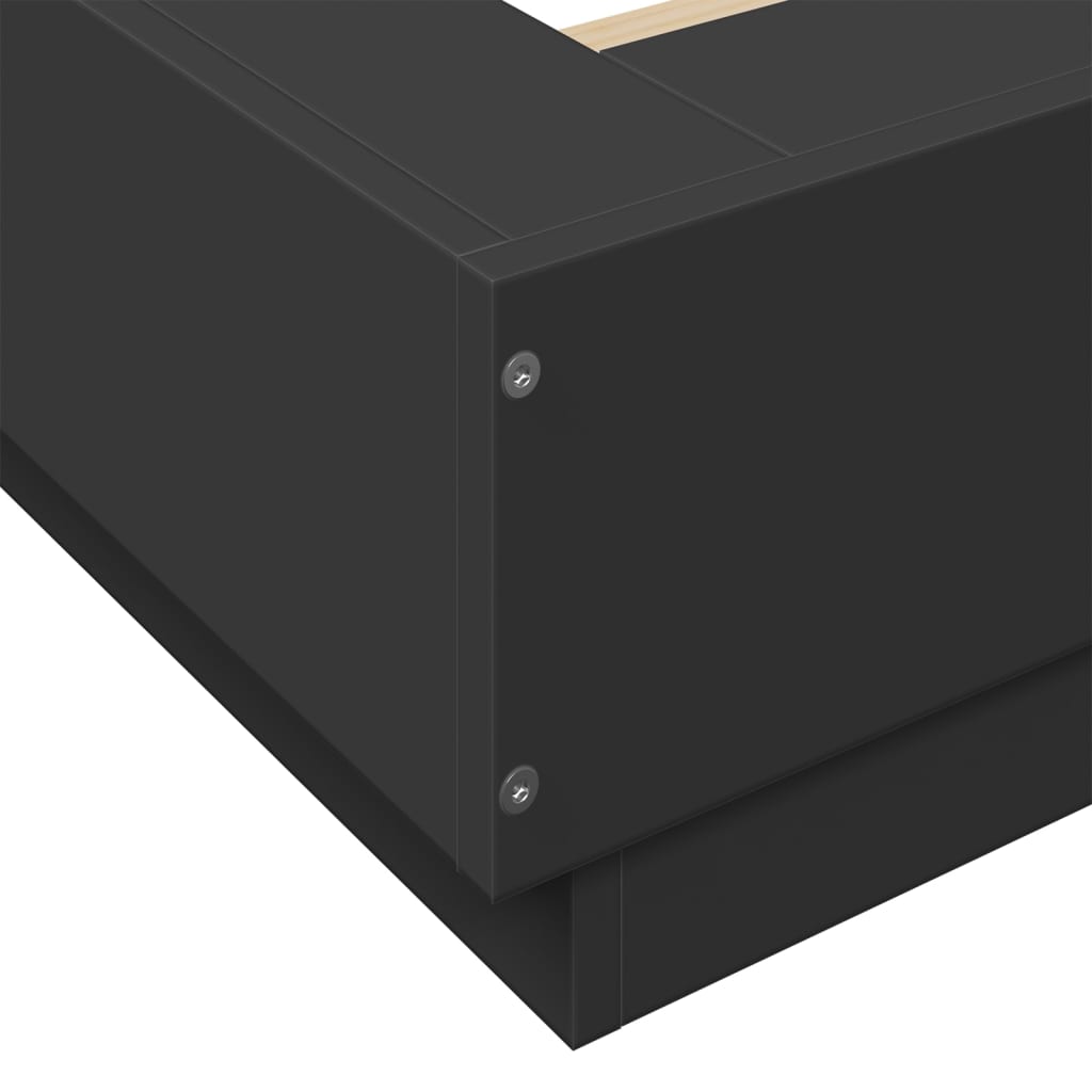 vidaXL Cadru de pat cu lumini LED, negru, 200x200 cm, lemn prelucrat