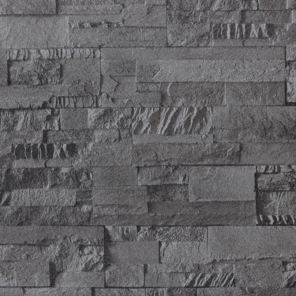 vidaXL Tapet 3D, aspect piatră negru, 10x0,53 m, nețesut
