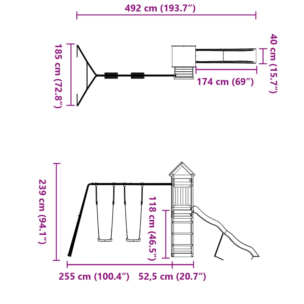 vidaXL Set de joacă pentru exterior, lemn masiv de pin