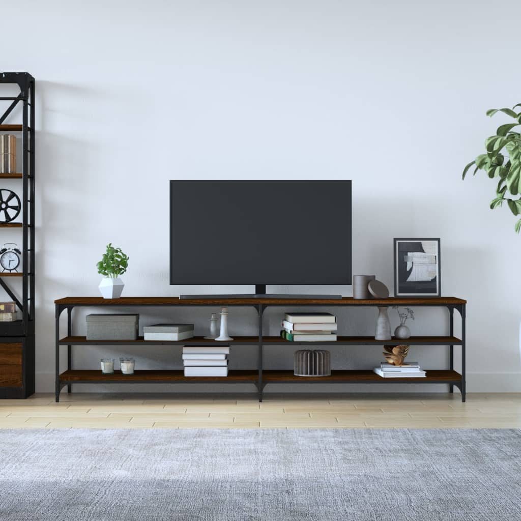 vidaXL Comodă TV, stejar maro, 200x30x50 cm lemn prelucrat și metal