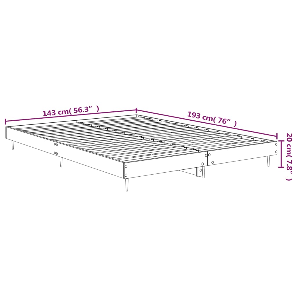 vidaXL Cadru de pat, negru, 140x190 cm, lemn prelucrat