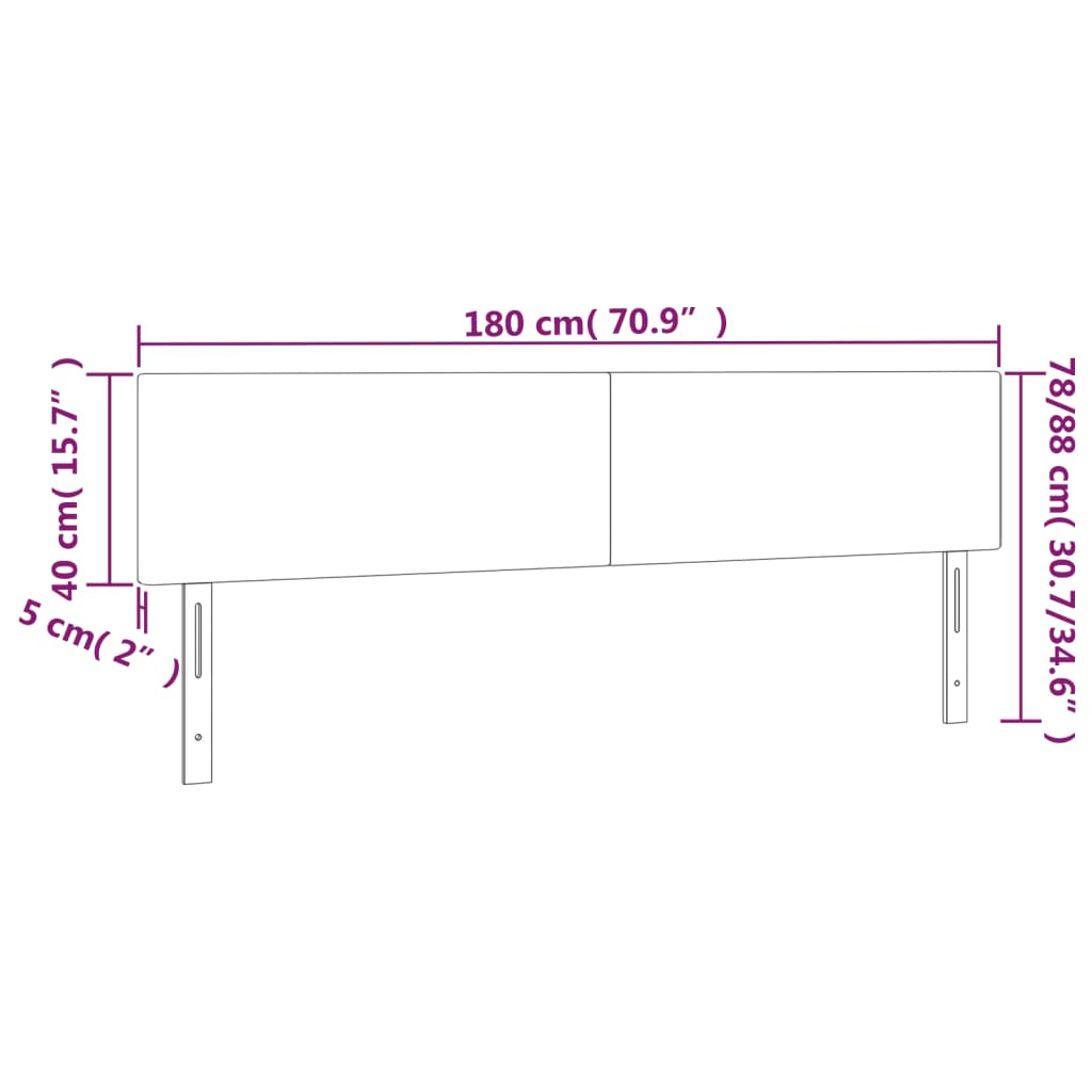 vidaXL Tăblie de pat cu LED, albastru închis, 180x5x78/88 cm, catifea