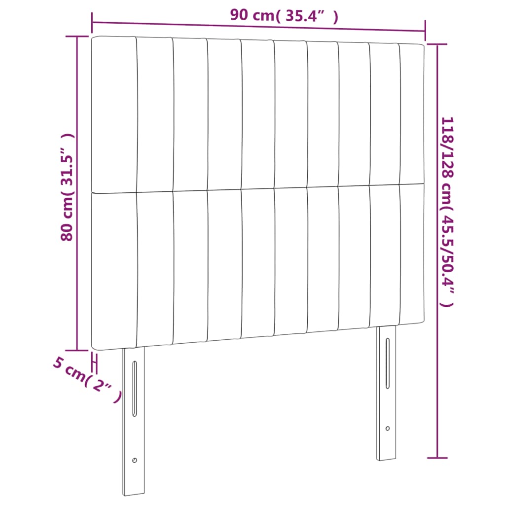 vidaXL Tăblii de pat, 2 buc, crem, 90x5x78/88 cm, textil