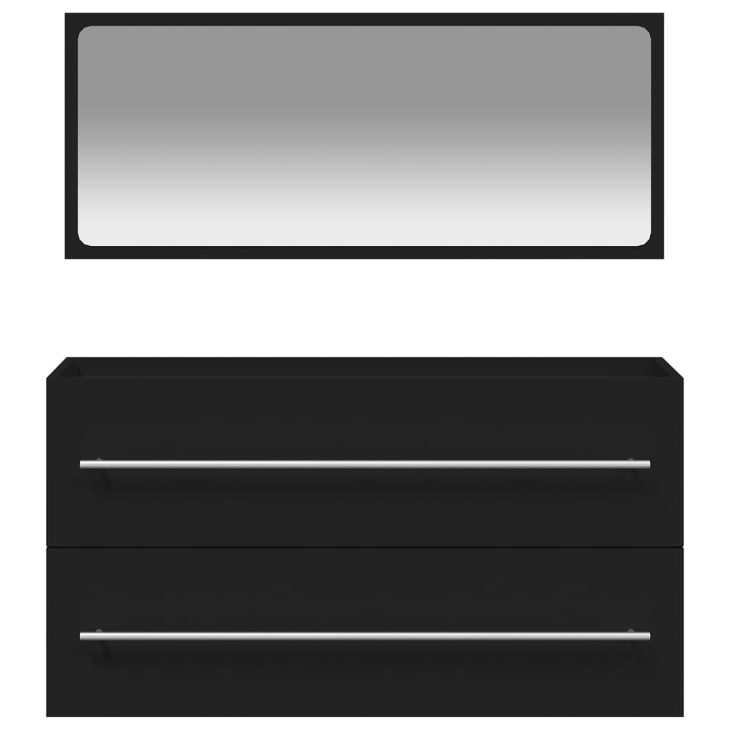 vidaXL Dulap de baie cu oglindă, negru, lemn prelucrat