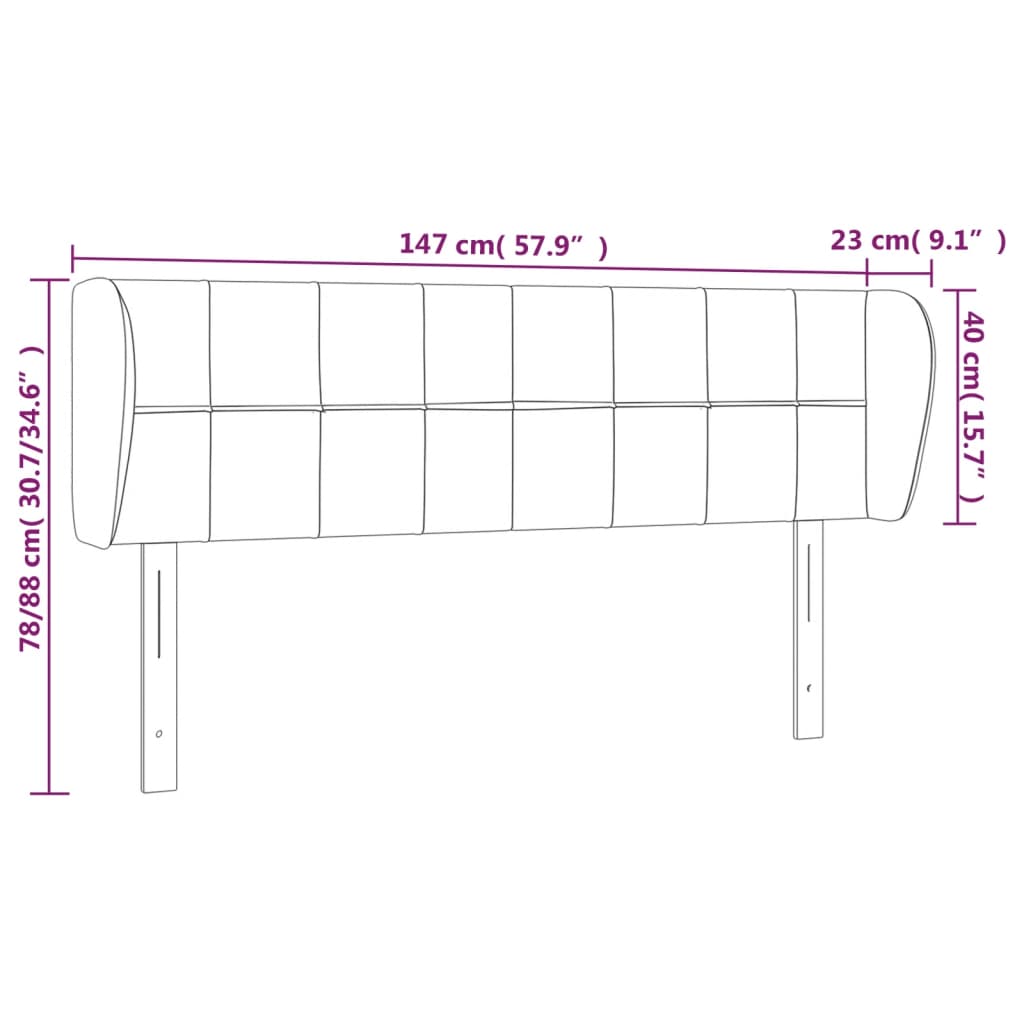 vidaXL Tăblie de pat cu aripioare gri închis 163x23x78/88 cm catifea