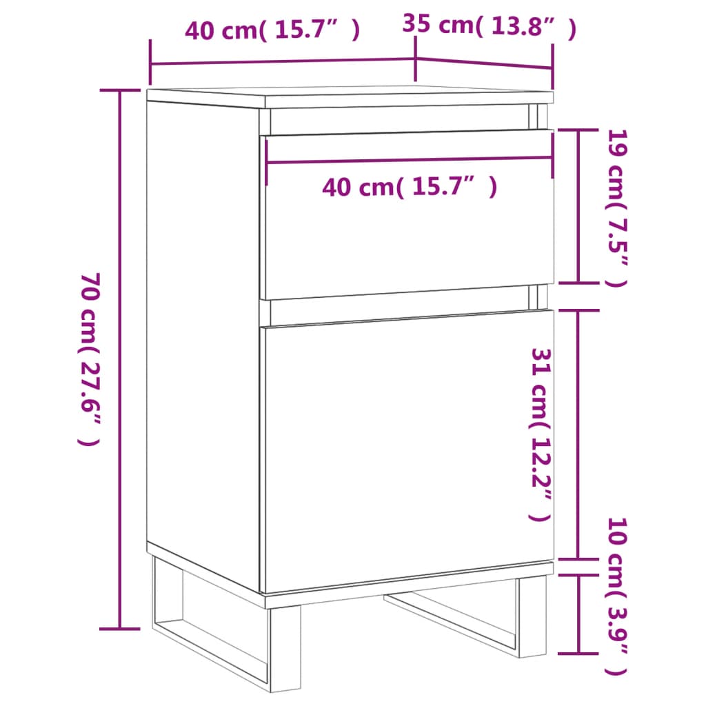 vidaXL Servantă, gri sonoma, 40x35x70 cm, lemn prelucrat