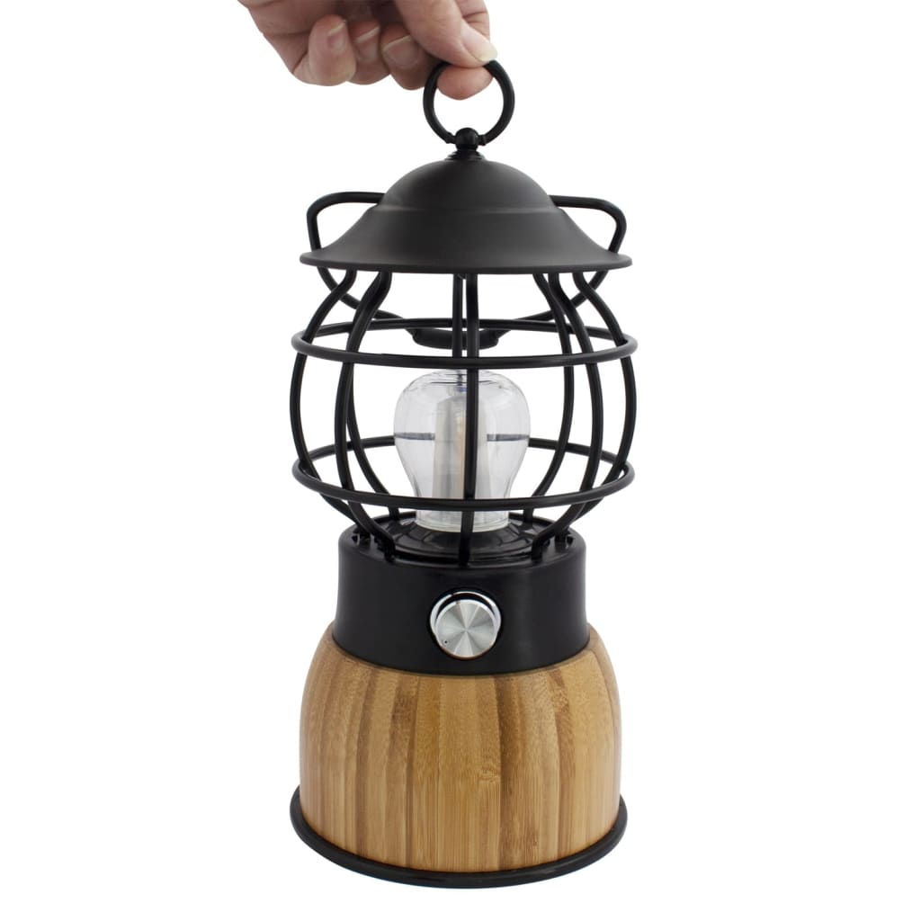 Eurotrail Lampă de camping cu LED "Breeze", negru, bambus