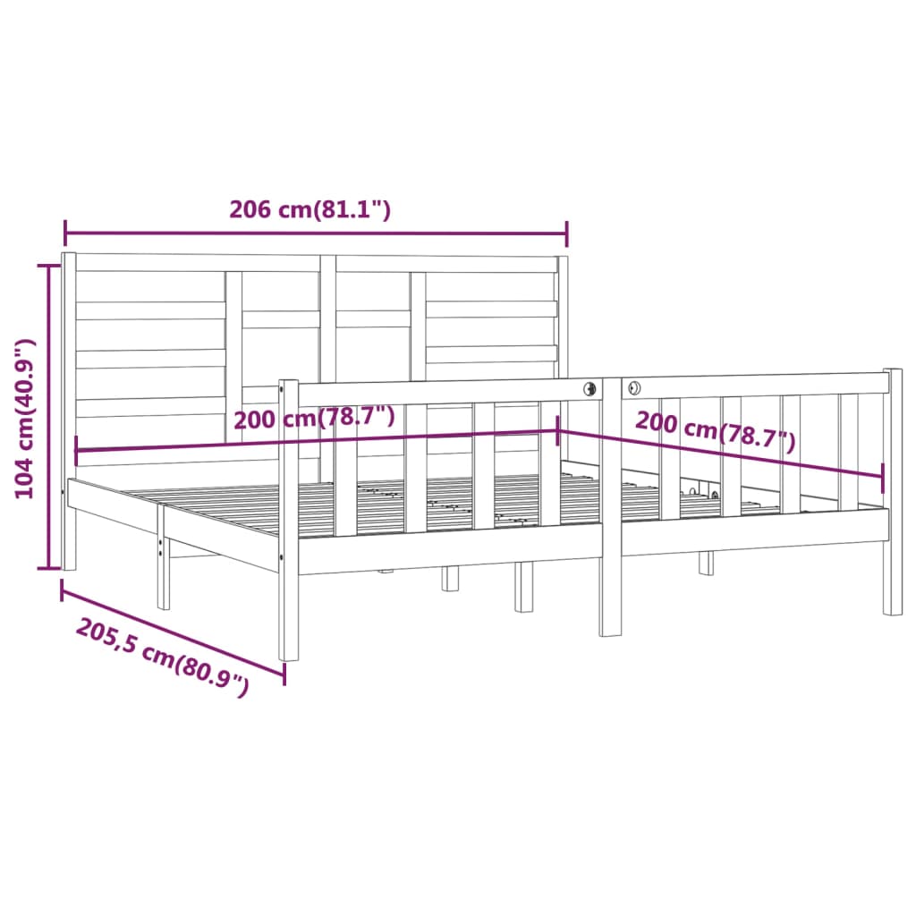 vidaXL Cadru de pat, 200x200 cm, lemn masiv de pin