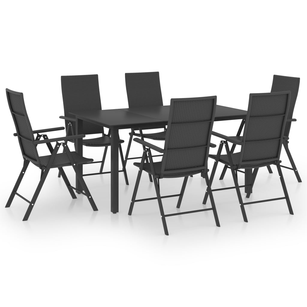 vidaXL Set mobilier de grădină, 7 piese, negru