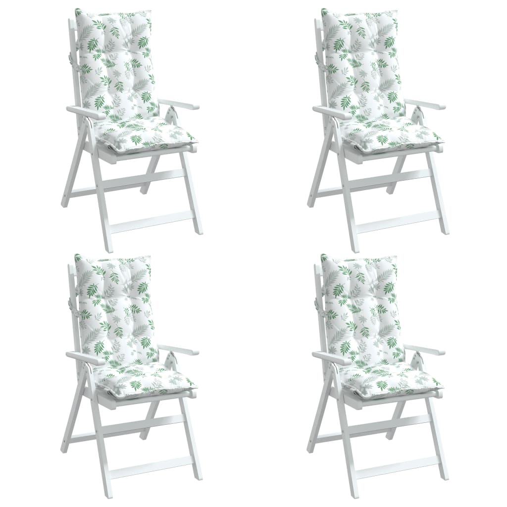 vidaXL Perne de scaun spătar înalt, 4 buc, model frunze, textil Oxford