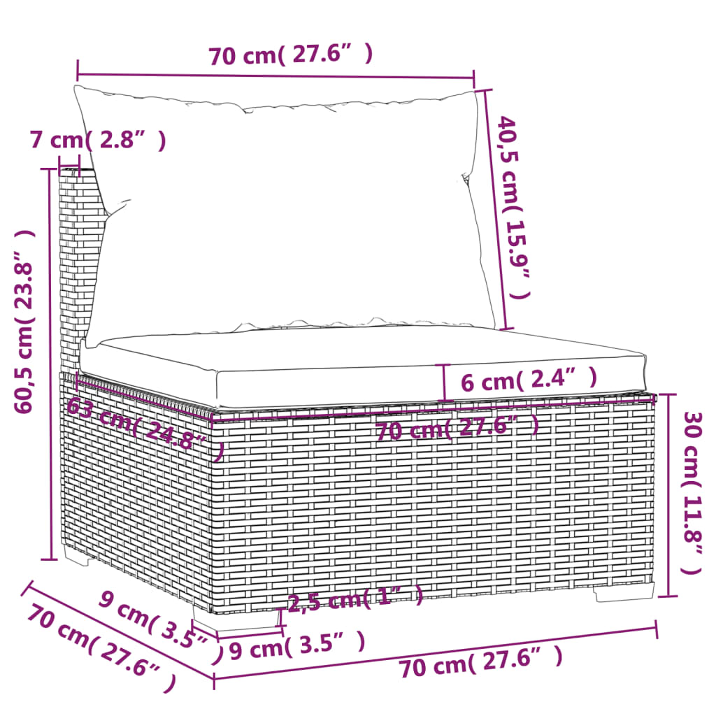 vidaXL Set mobilier de grădină cu perne, 4 piese, negru, poliratan