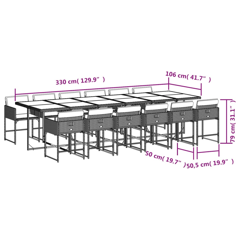 vidaXL Set mobilier de grădină cu perne, 13 piese, negru, poliratan