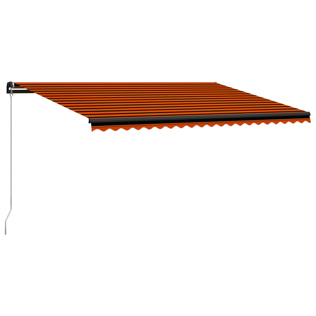 vidaXL Copertină retractabilă manual, portocaliu și maro, 500 x 300 cm