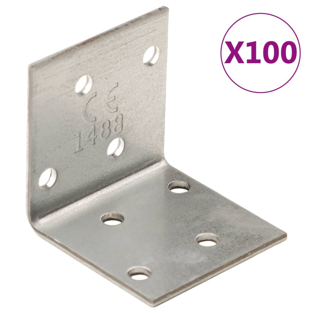 vidaXL Suporturi unghiulare 100 buc. 2 mm 40x40x40 mm oțel galvanizat