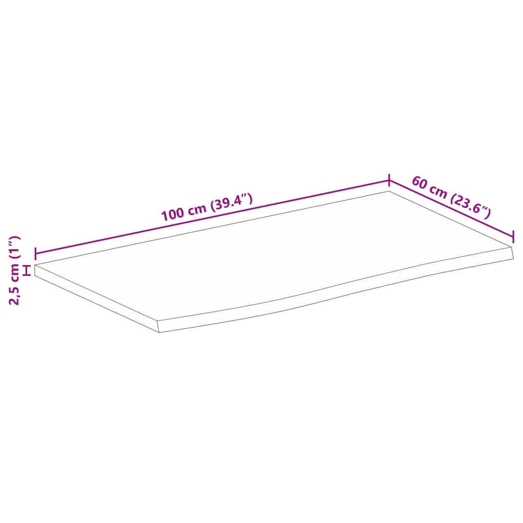 vidaXL Blat de masă margine naturală, 100x60x2,5 cm, lemn masiv mango