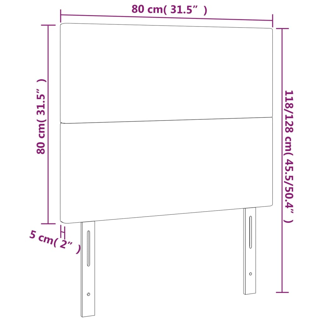 vidaXL Tăblie de pat cu LED, negru, 80x5x118/128 cm, piele ecologică