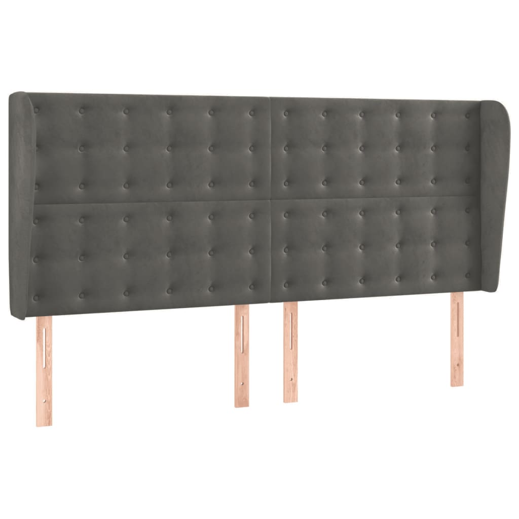 vidaXL Tăblie de pat cu aripioare gri închis 203x23x118/128 cm catifea