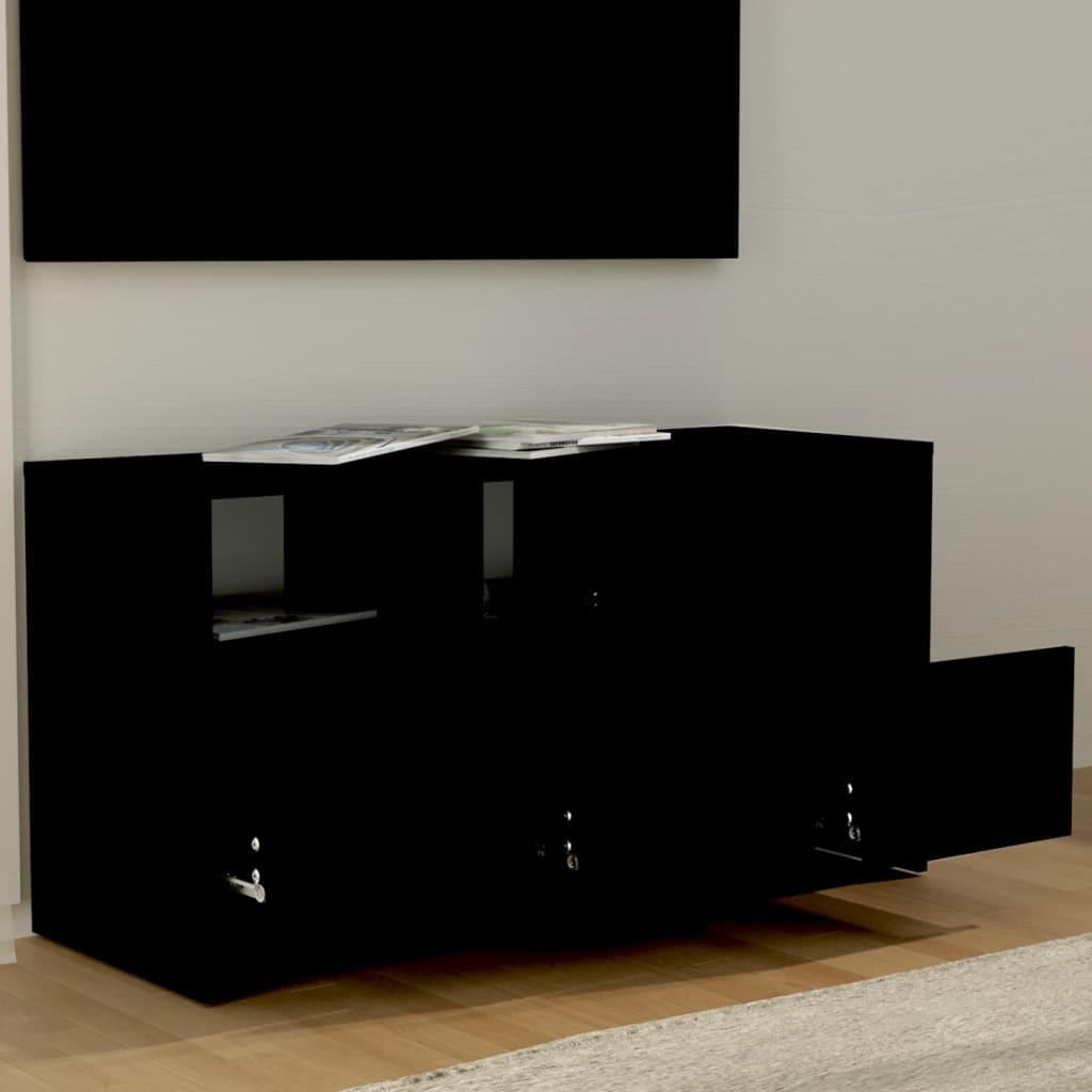 vidaXL Comodă TV, negru, 102x37,5x52,5 cm, PAL