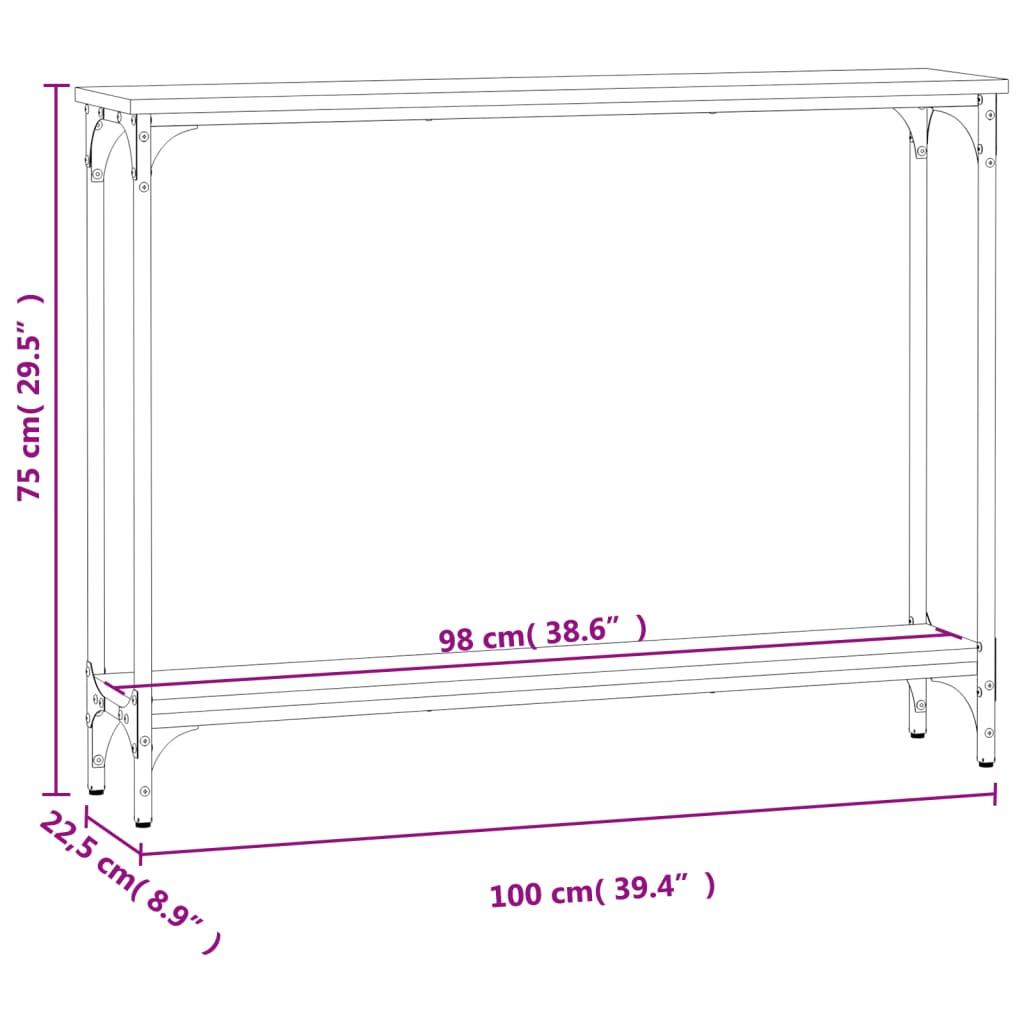 vidaXL Măsuță consolă, stejar maro, 100x22,5x75 cm, lemn prelucrat