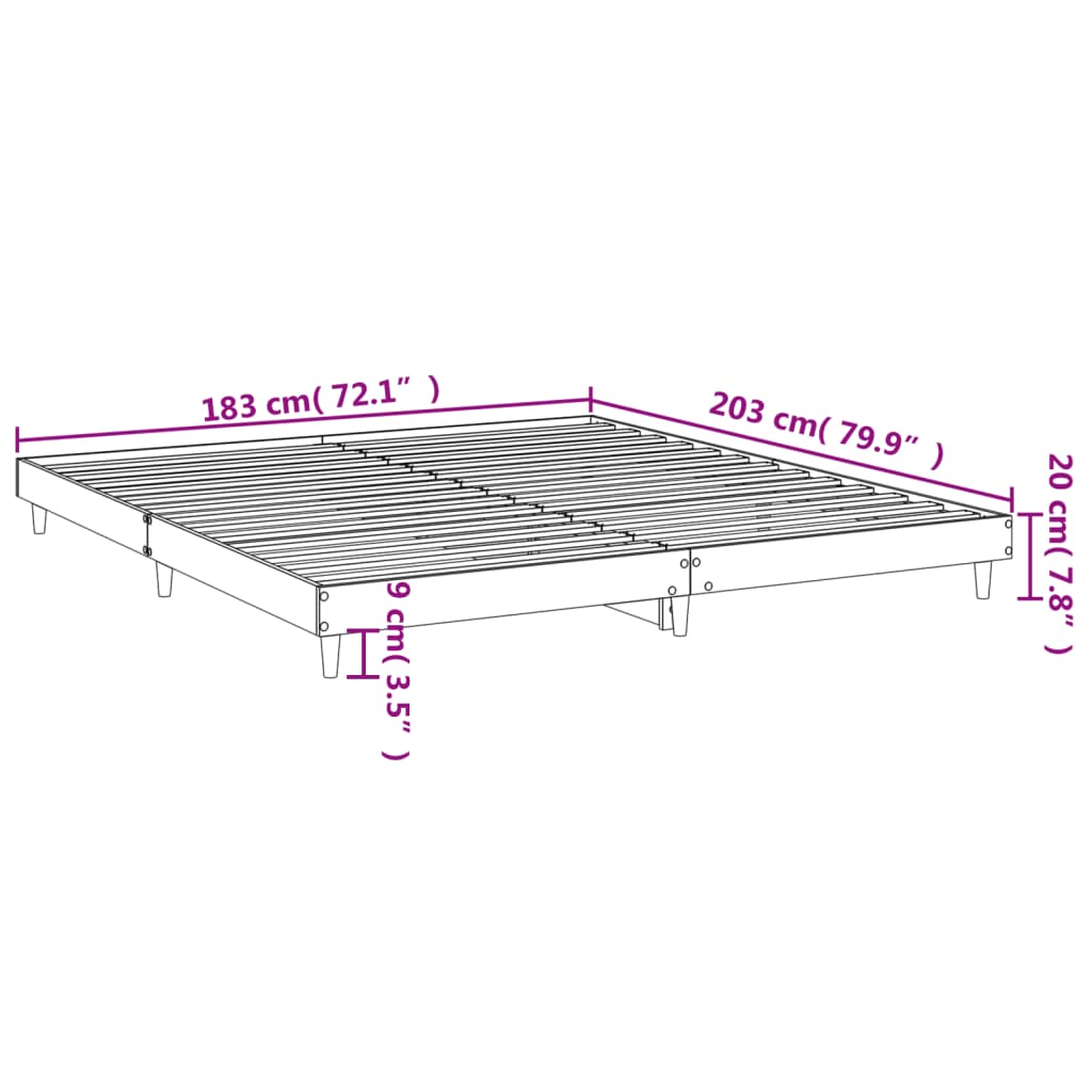 vidaXL Cadru de pat, stejar sonoma, 180x200 cm, lemn prelucrat