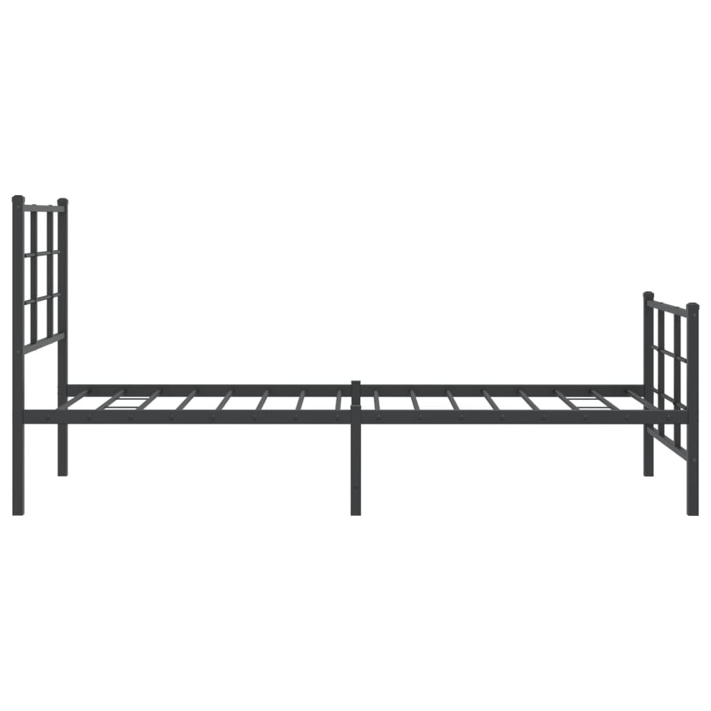 vidaXL Cadru pat metalic cu tăblii de cap/picioare, negru, 75x190 cm