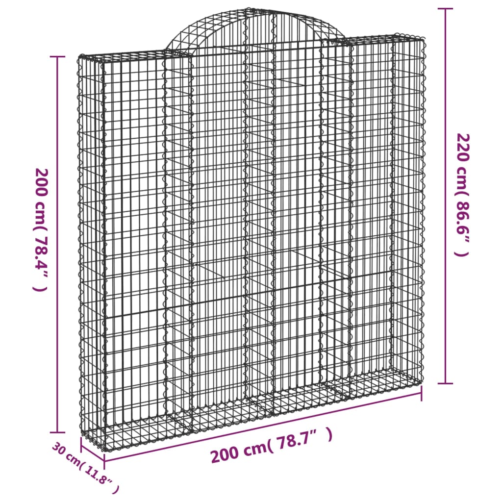 vidaXL Coșuri gabion arcuite 5 buc. 200x30x200/220 cm fier galvanizat