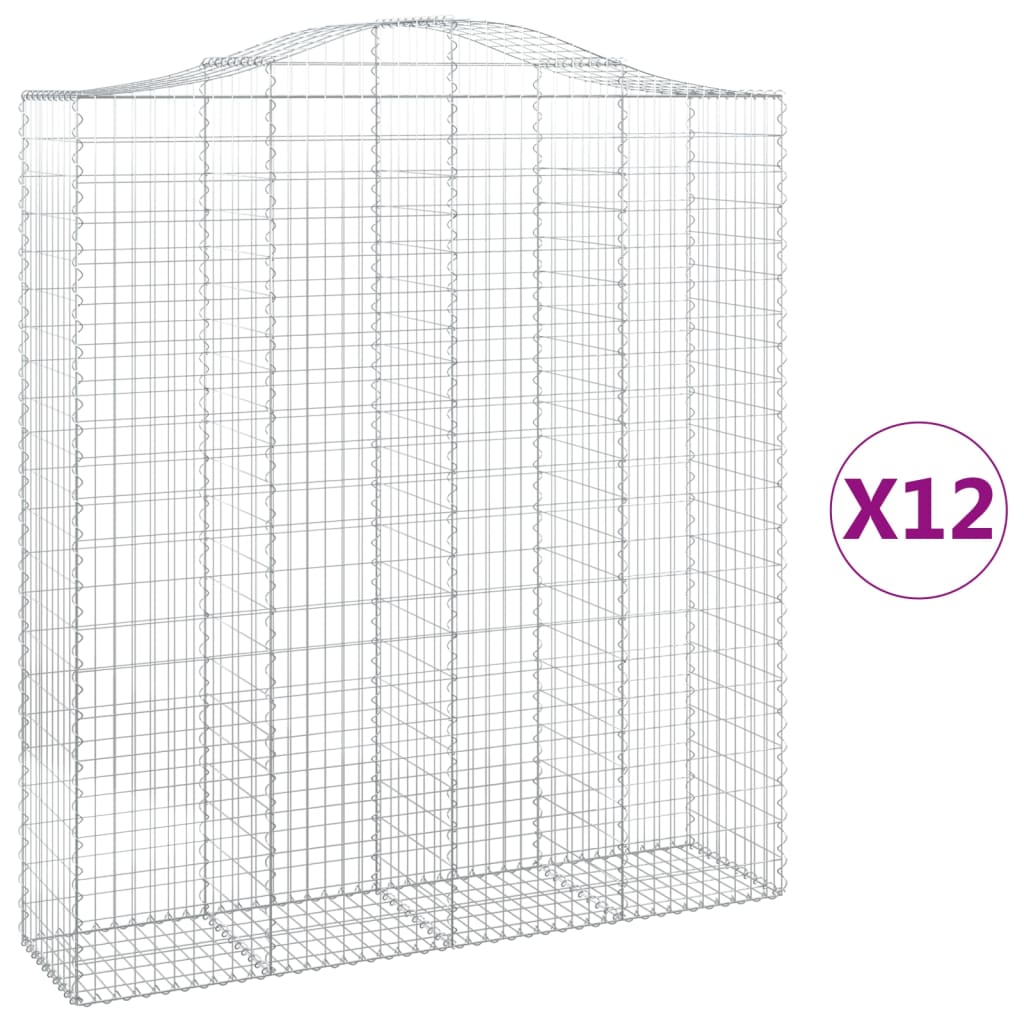 vidaXL Coșuri gabion arcuite, 12 buc 200x50x220/240cm, fier galvanizat