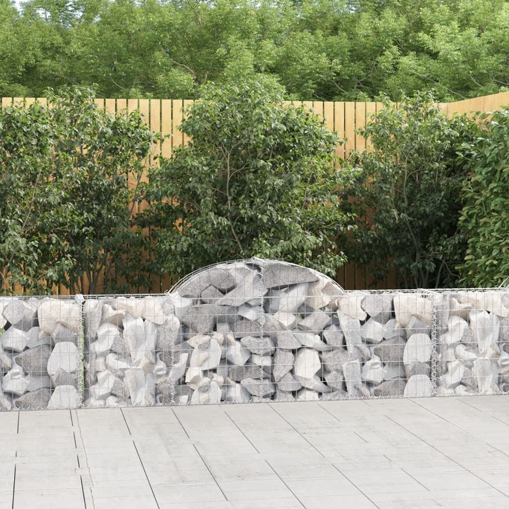 vidaXL Coșuri gabion arcuite 2 buc, 200x30x60/80 cm, fier galvanizat