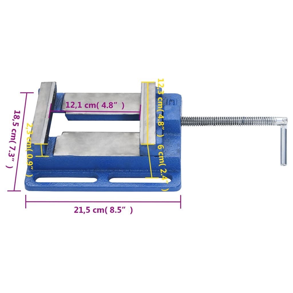 vidaXL Menghină pentru presă de frezat, albastru, 121 mm, fontă